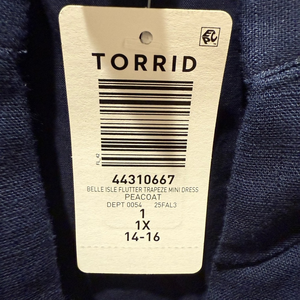 NWT 1X Torrid Belle Isle Navy Blue flutter sleeve trapeze embroidered dress NEW - Picture 7 of 14